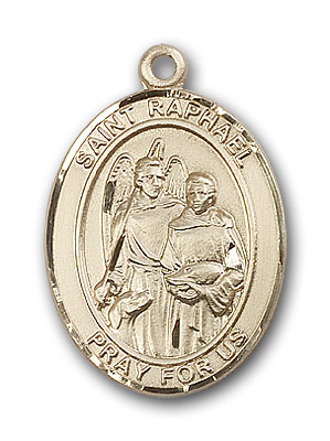 14K Gold St. Raphael the Archangel Pendant