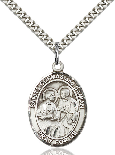 Sterling Silver Sts. Cosmas & Damian Pendant