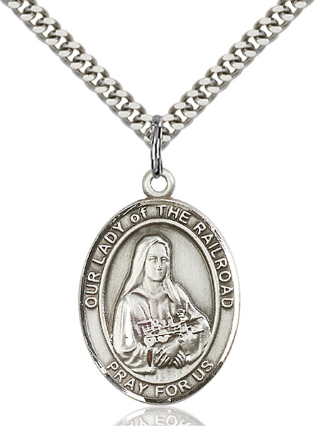 Sterling Silver Our Lady of the Railroad Pendant