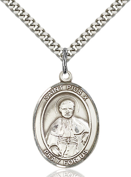 Sterling Silver St. Pius X Pendant