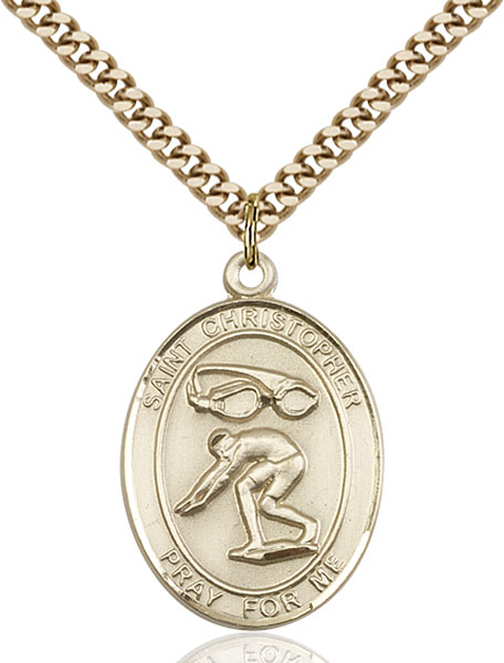Gold-Filled St. Christopher Swimming Pendant