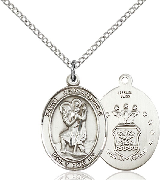 Sterling Silver St. Christopher Air Force Pendan