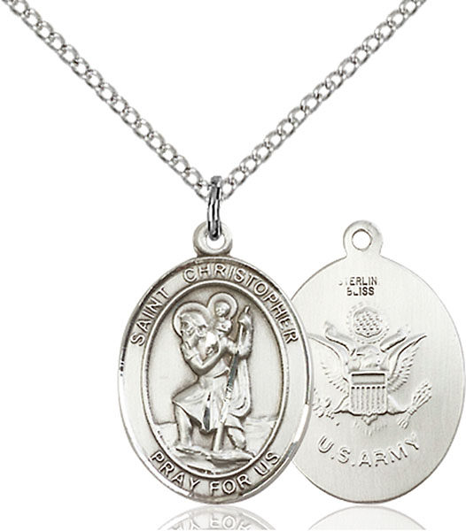 Sterling Silver St. Christopher Army Pendant