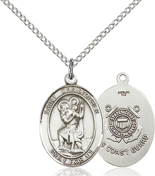 Sterling Silver St. Christopher Coast Guard Pend