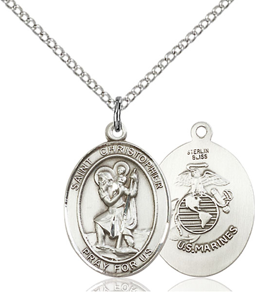 Sterling Silver St. Christopher Marines Pendant
