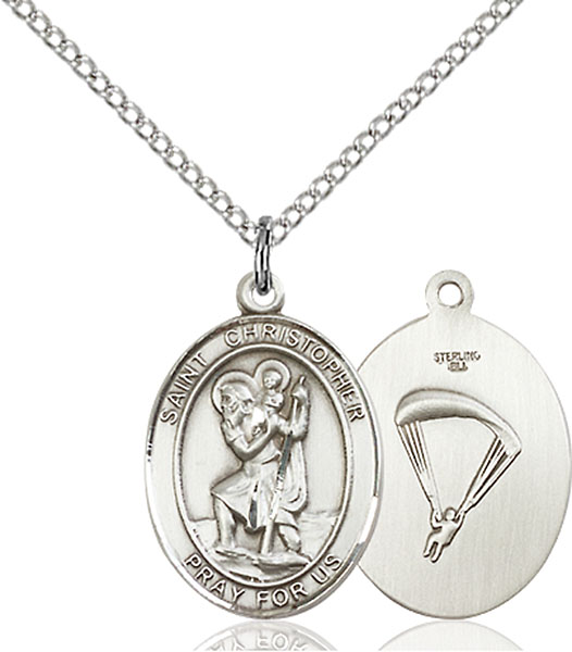 Sterling Silver St. Christopher Paratrooper Pend