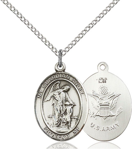 Sterling Silver Guardian Angel Army Pendant