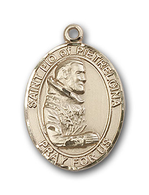 14K Gold St. Pio of Pietrelcina Pendant