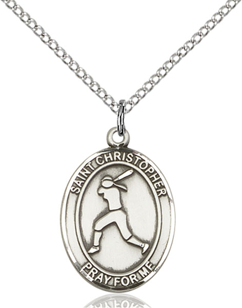 Sterling Silver St. Christopher Softball Pendant