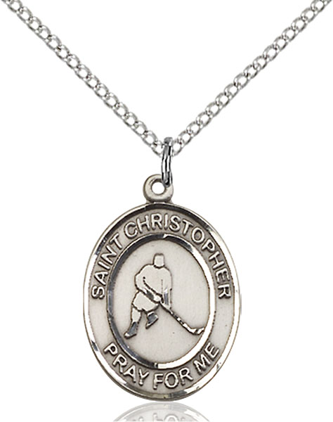 Sterling Silver St. Christopher Ice Hockey Pendant