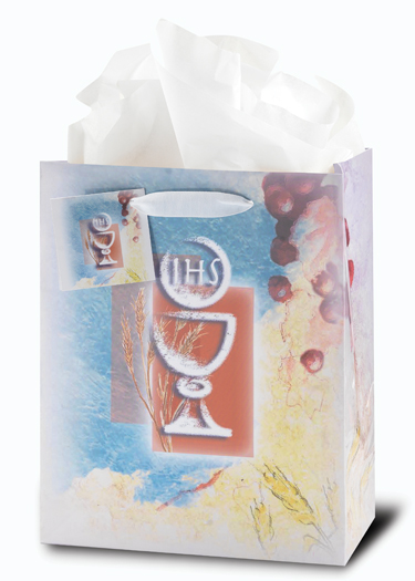 Communion (White Chalice) Med Gift Bag 10 10-Pack
