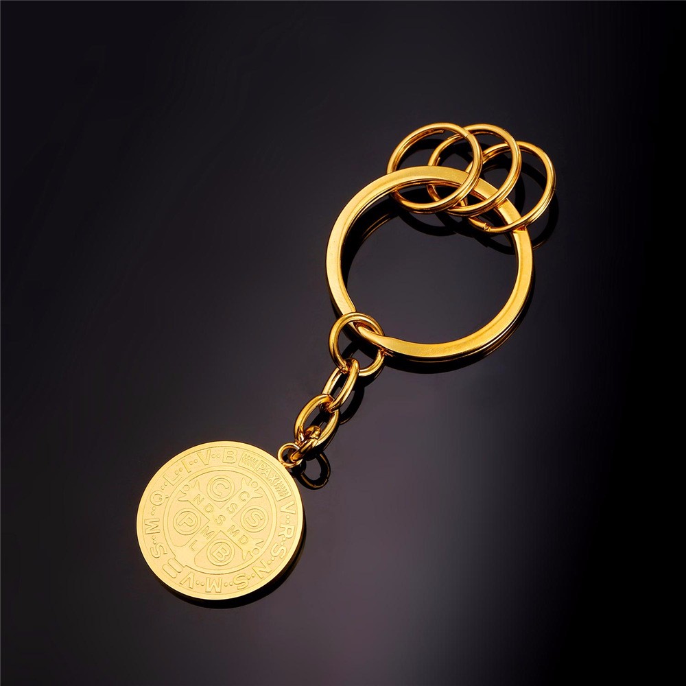 18K Gold-Plated St. Benedict Medal Keychain