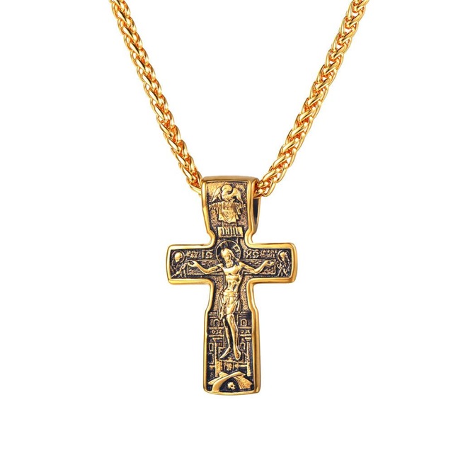 Orthodox Icon Cross Necklace - Stainless Steel
