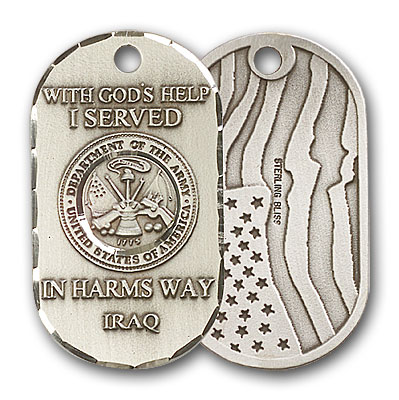 Sterling Silver Army Iraq Pendant