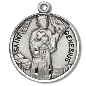 Catherine of Siena Medal The Centerpiece Features a St The Crucifix Measures 1 3/8 x 3/4 Silver Plate Rosary Features 6mm Sapphire Fire Polished Beads Patron Saint Fire Prevention