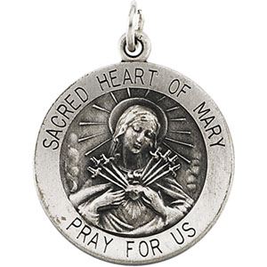14K Yellow Gold Mary Of Sacred Heart Medal at Catholic Shop
