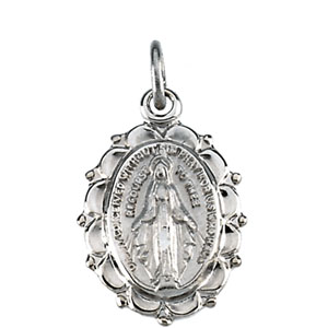 Sterling Silver Chain With Floral Style Miraculous Medal