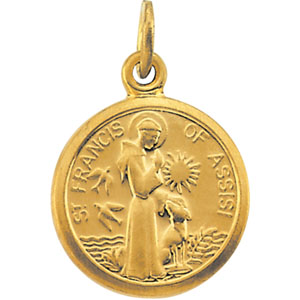 Perfect Image 2,3 grams 18k Gold St Francis of Assisi Medal Large 