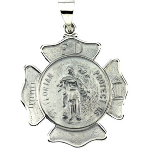 Florian Medal in 14k White Gold Hollow Round St