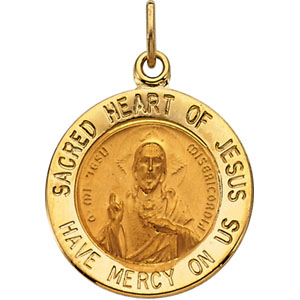 14K Yellow Gold Sacred Heart Of Jesus Pendant