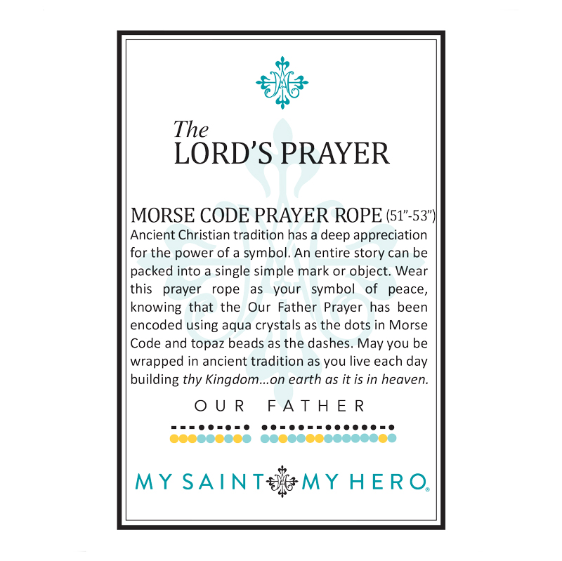 My Saint My Hero Hail Mary Morse Code Rope Necklace - Aqua/Silver