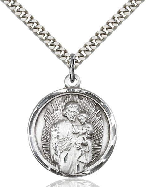 Sterling Silver St. Joseph Pendant - Engravable