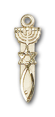 14K Gold Menorah / Star / Fish Pendant