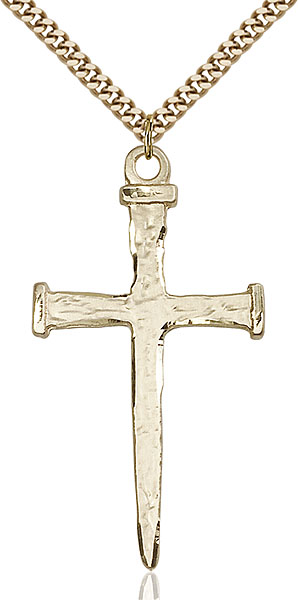 14K Gold-Filled Nail Cross Pendant