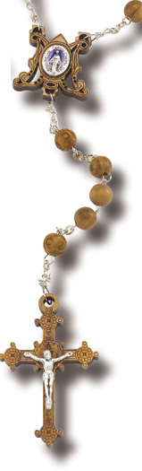 Olive Wood Rosary with Miraculous Center