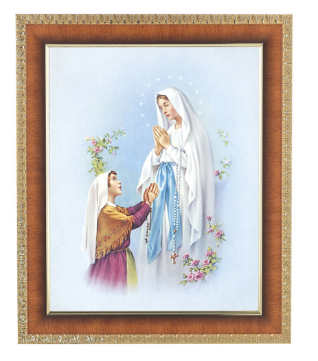 Our Lady Lourdes In Cherry Frame 10.25X12.25" 8X10 Print