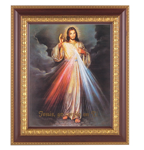 Divine Mercy (Spanish)In Cherry Frame 10.25X12.25" 8X10 Print