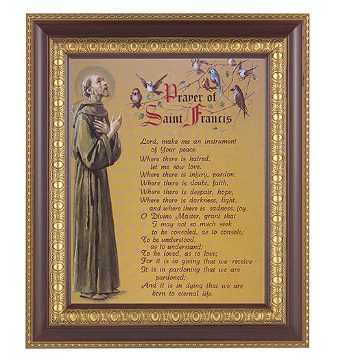Prayer Of St. Francis In Cherry Frame 10.25X12.25" 8X10 Print