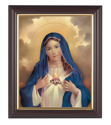 Immaculate Heart Of Mary 8X10 In Walnut Frame 10.25X12.25