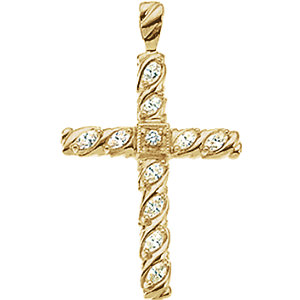 14K Gold 3/4 CTW Diamond Cross Pendant