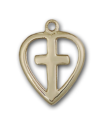 14K Gold Heart / Cross Pendant