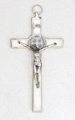 8 inch Pearl St Benedict Crucifix Boxed