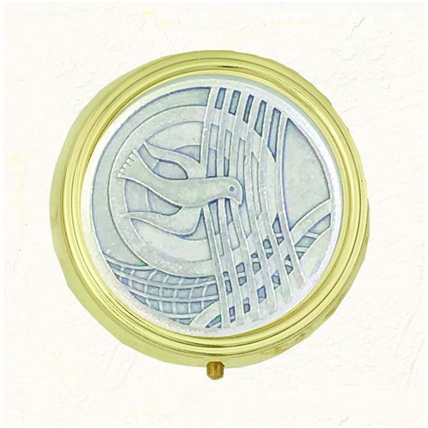 Silver-tone Holy Spirit Pyx with Rays with Hygienic Liner