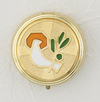 Gold Enameled with White Holy Spirit Pyx
