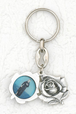 6-Pack - Sliding Petal Keyring with St Peregrine and Pray for Us