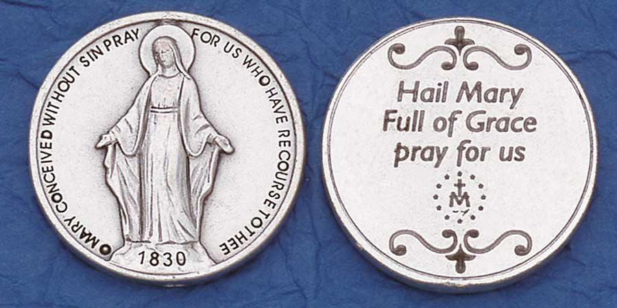 25-Pack - Religious Coin Token - Miraculous Medal with Prayer