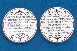 25-Pack - Religious Coin Token - Footprints in the Sand
