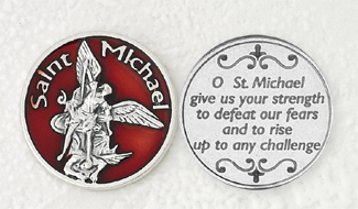 25-Pack - Red Enameled St Michael Token with Prayer