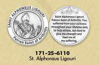 25-Pack - Healing Saints Tokens - Saint Alphonsus Ligouri- patron saint of Arthritis - Silver Plated