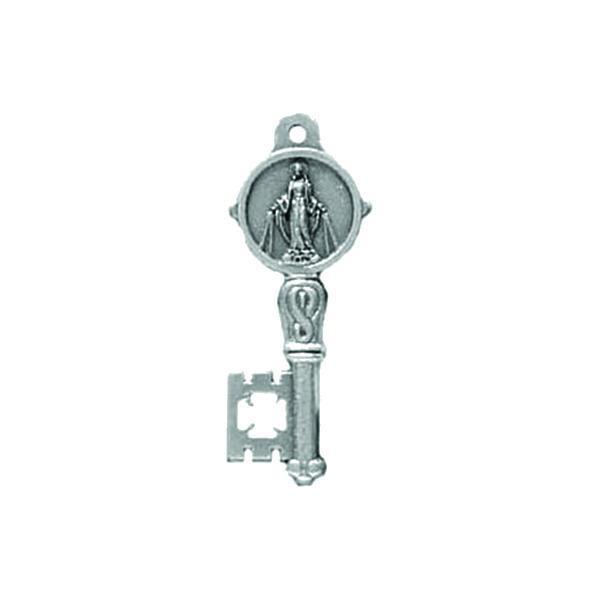 Silver-tone Key Shaped Pendant/Medal - Lady of Grace 28-pack