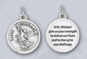 25-Pack - 3/4 inch Silver Plated St Michael Pendant with Prayer on back