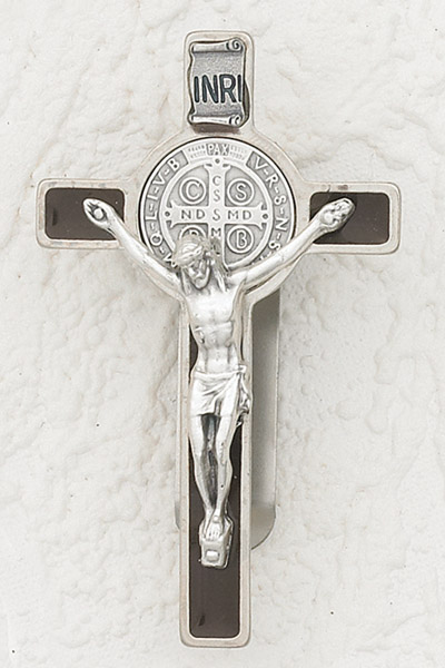 3-Pack - St Benedict Brown Enameled with Pendant Visor Clip