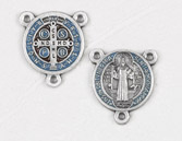 12-Pack - Enameled Light Blue/Red 3/4 inch Saint Benedict Pendant Center