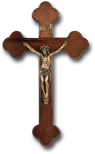 10" Budded Walnut Cross With Museum Gold Corpus