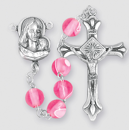 Pink Glass Bead Rosary