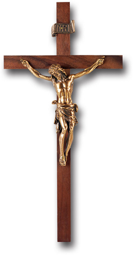 11" Walnut Cross With Museum Gold Corpus SALE